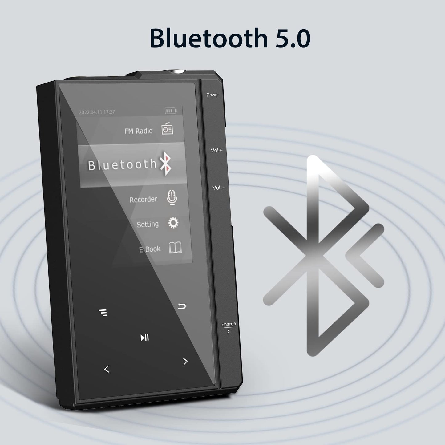 32GB MP3 player with 90 hours battery life, Bluetooth 5.0, Phinistec Z6 digital audio player with speaker, 2.4 inch IPS portable music player, FM radio, voice recorder support up to 256GB.