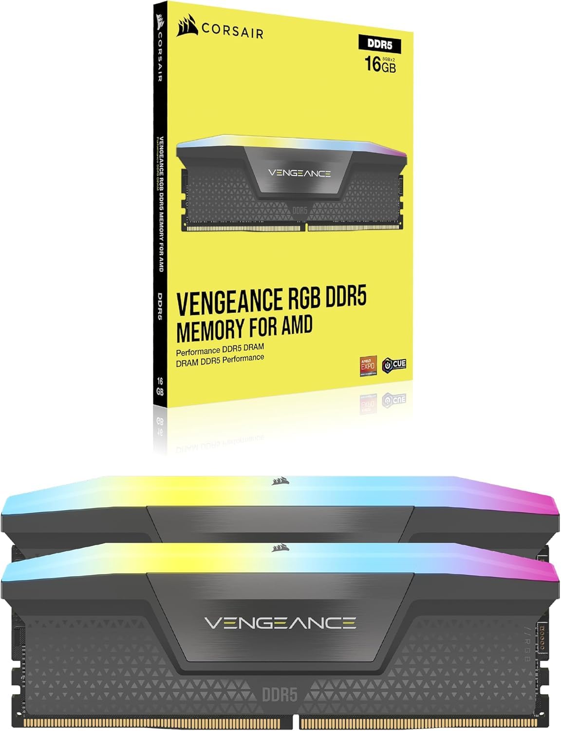 CORSAIR VENGEANCE RGB DDR5 RAM 32GB (2x16GB) 6000MHz CL30-36-36-76 1.40V AMD EXPO Intel XMP 3.0 Desktop Memory – Gray (CMH32GX5M2B6000Z30K)