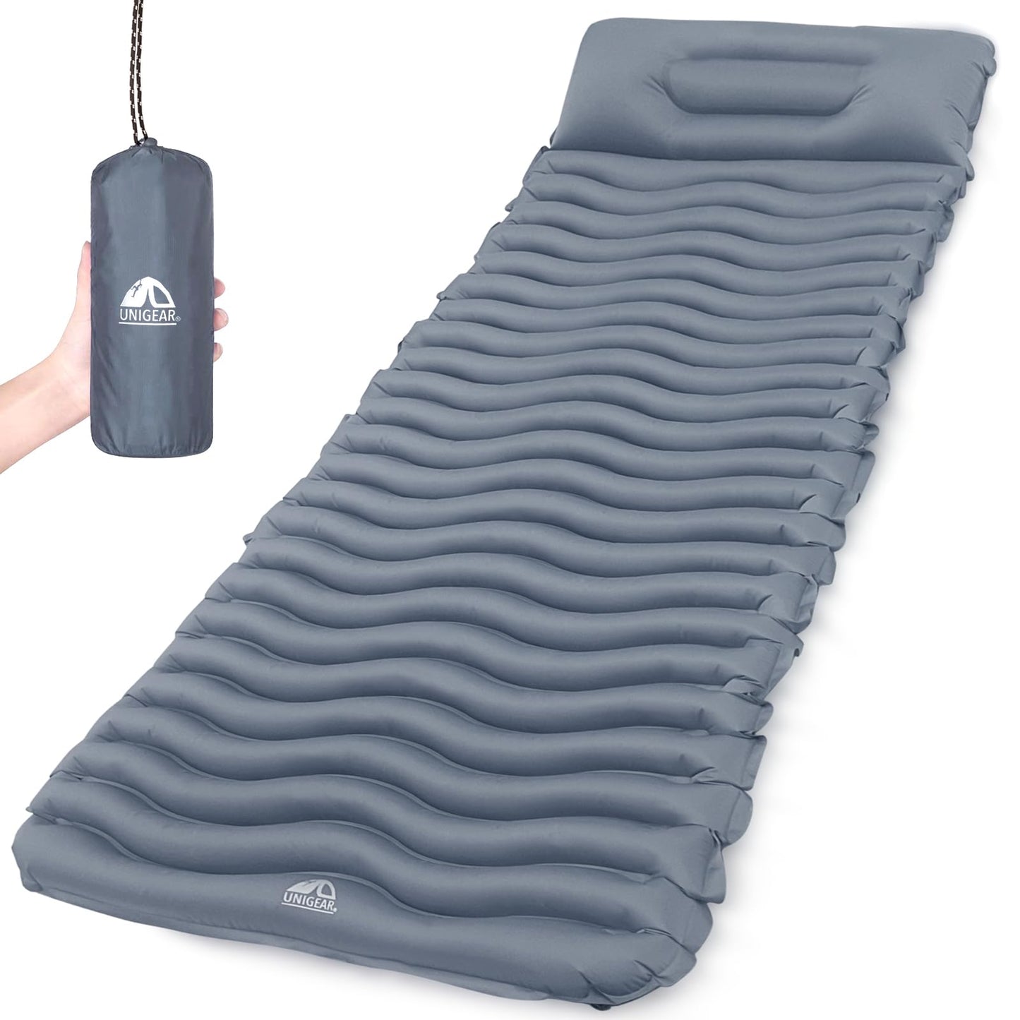 Unigear Camping Isomatte Small pack size, Inflatable air mattress for camping, Sleeping pad for outdoor, Ultralight Moisture resistant Waterproof and non-slip, MULTIWAY