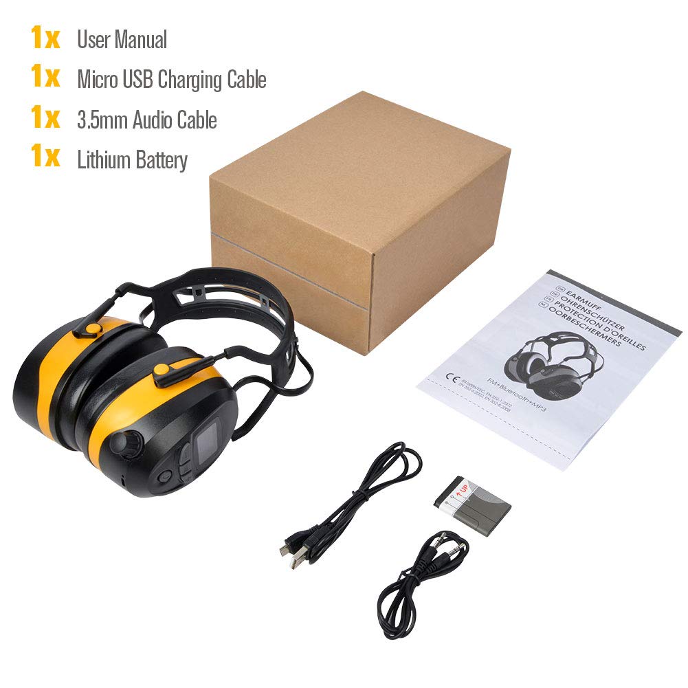 Gardtech ear protection, earmuffs with Radio/Bluetooth/FM, safety ear defenders with NRR 29dB, noise cancelling headphones for men and women, protective headphones for shooting and mowing.