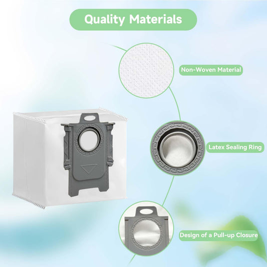 20 pieces of Q7 L5+ dust bags for Roborock Q7 L5+/M5+, Q10 S5+/X5+, Q5 Pro+, Q8 MAX+, S7 Max Ultra, S8 Pro Ultra robot vacuums - dust bag accessory to prevent leaks.