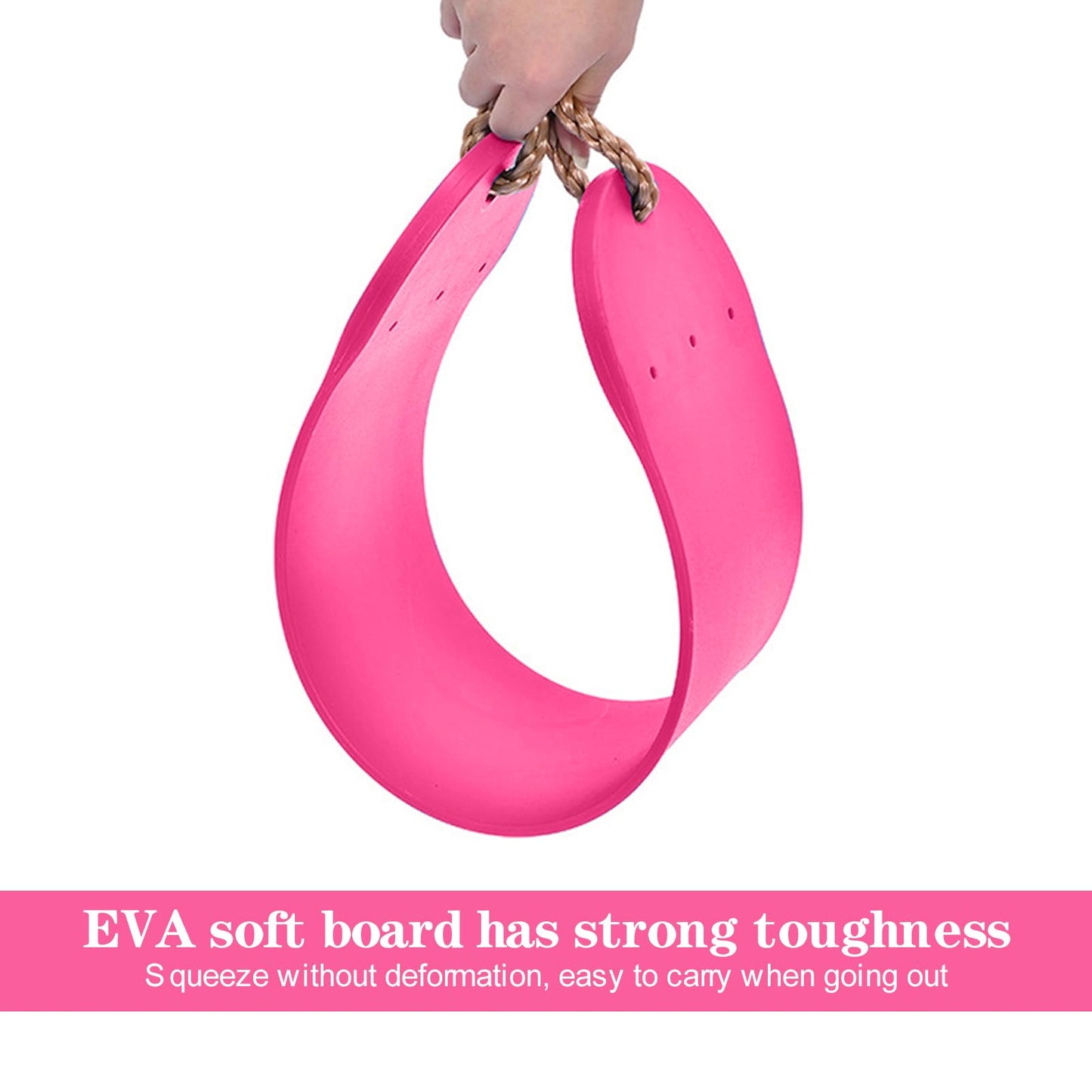 EXTSUD Swing Outdoor, Elastic Kids Swing EVA Soft Board U-Swing Board Swing Seat Swing Board Garden Toy Children, Pink