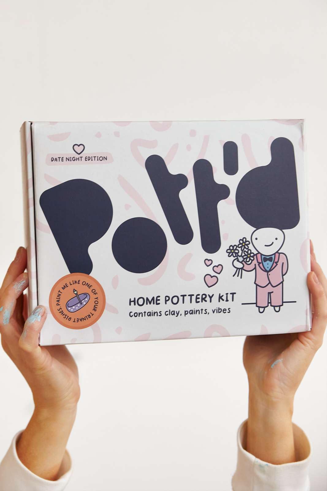 Pottery clay set for beginners at home - air drying. DIY kit for adults. Includes: air drying clay, tools, paints, brushes, sealant, instructions.