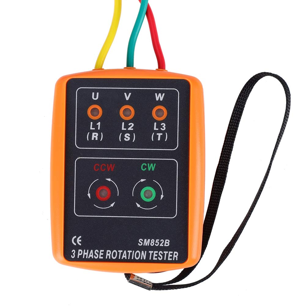 3 Phase Rotation Tester, SM-852B 60V~600V AC Sequence Order Display Tester 20Hz-400Hz, AC Sequence Display