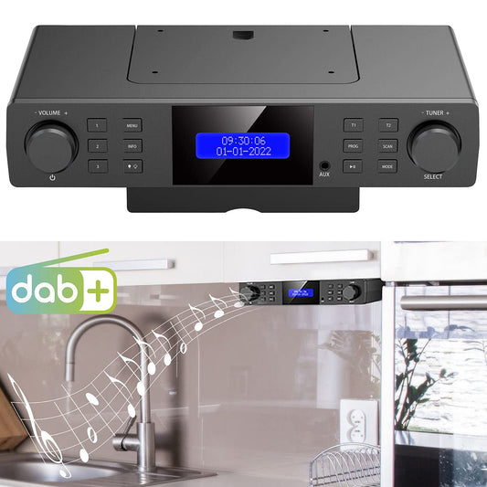 VR-Radio under-cabinet radio: Under-cabinet kitchen radio DAB+/FM, RDS, alarm clock, timer, LCD display, AUX (DAB under-cabinet radio, radio under-cabinet, bathroom)