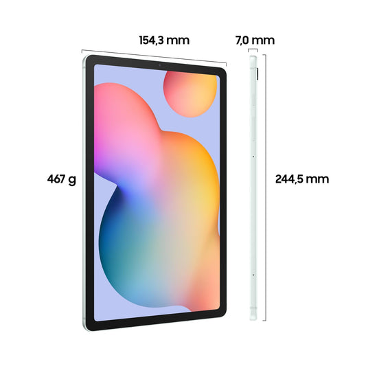 Samsung Galaxy Tab S6 Lite (2024) Android tablet, 10.4-inch TFT display, 64GB storage, WiFi, with S Pen, mint color, includes 36-month manufacturer warranty.