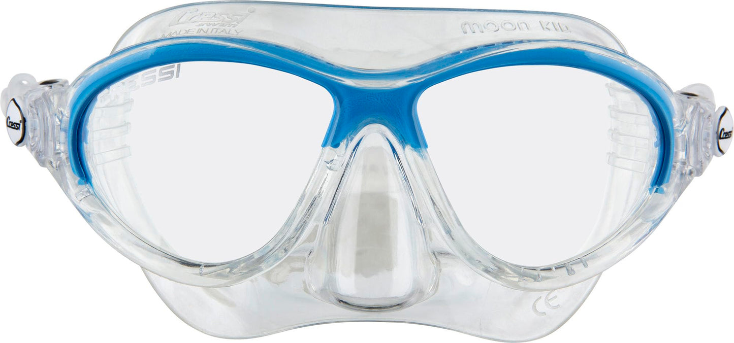 Cressi Moon Kid Combo Set - Snorkeling mask + snorkel for kids, Transparent/Blue, One size