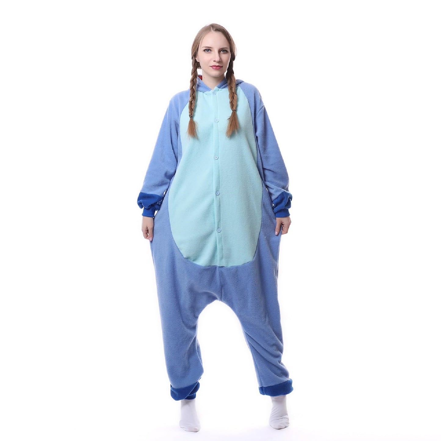 RANSUU Stitch Onesie Costume Relaxo Jumpsuit Adult Pajamas Women Men Animal Onesie Christmas Carnival Halloween Blue S