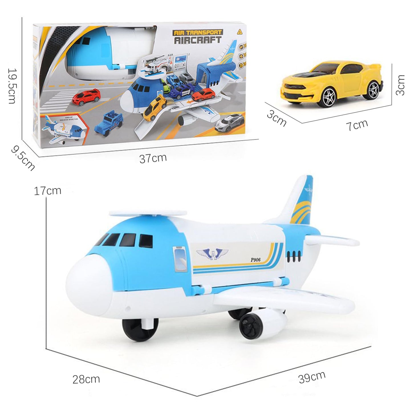 Chinliengu Toy Airplane with 5 Cars & Helicopter Big Airport Set without battery for ages 3+ Learning toy for parent-child, Durable transport toys (Safe gift)