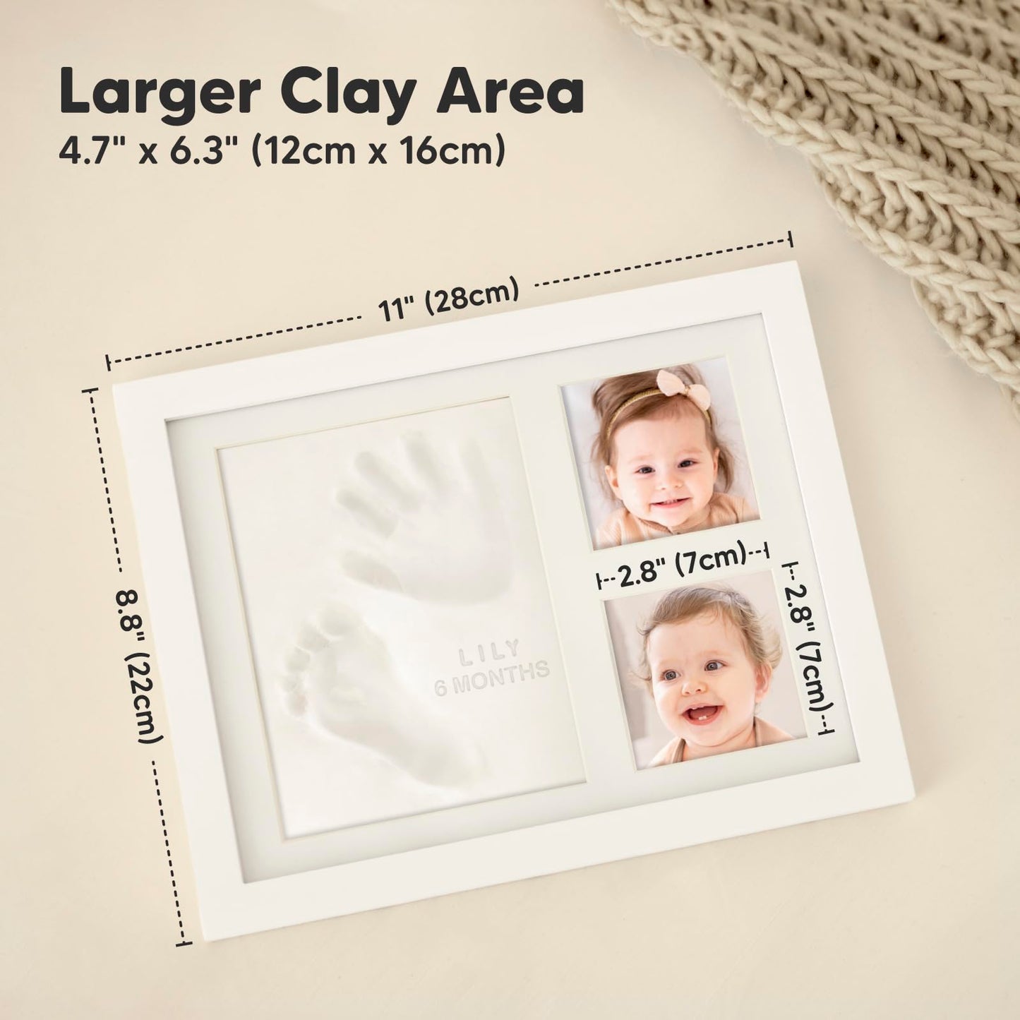 Baby handprint and footprint kit - plaster cast baby hand and foot for newborns - handprint baby picture frame - footprint baby plaster cast kit - baby shower baby imprint set (Alpine White)