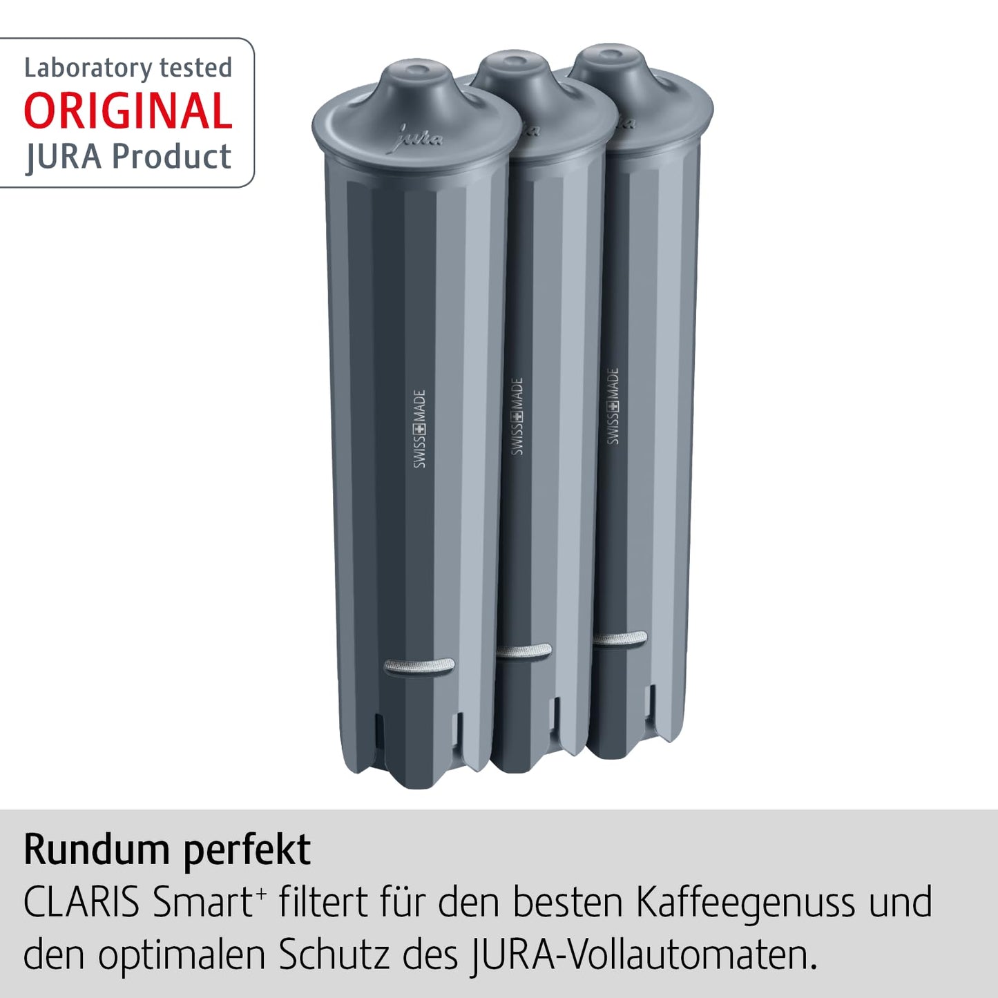 JURA original - CLARIS Smart+ filter cartridge with automatic filter detection - TÜV certified hygiene - 3-pack - 24233, Gray