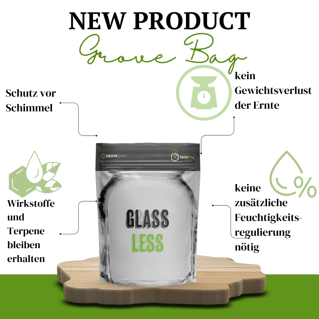 10 pieces for 15g Glassless Terploc Grove Bags incl.1 Hygrometer Heat-sealed and zip bags Moisture control Weed Humidor Bags with relative humidity between 58 and 62% (10, 15 grams)