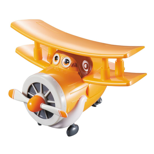 Super Wings Transforming Grand Albert toy plane and robot figure. Convertible figure and robot from the animated series. Suitable for children aged 3 years and up. 12 cm, orange.