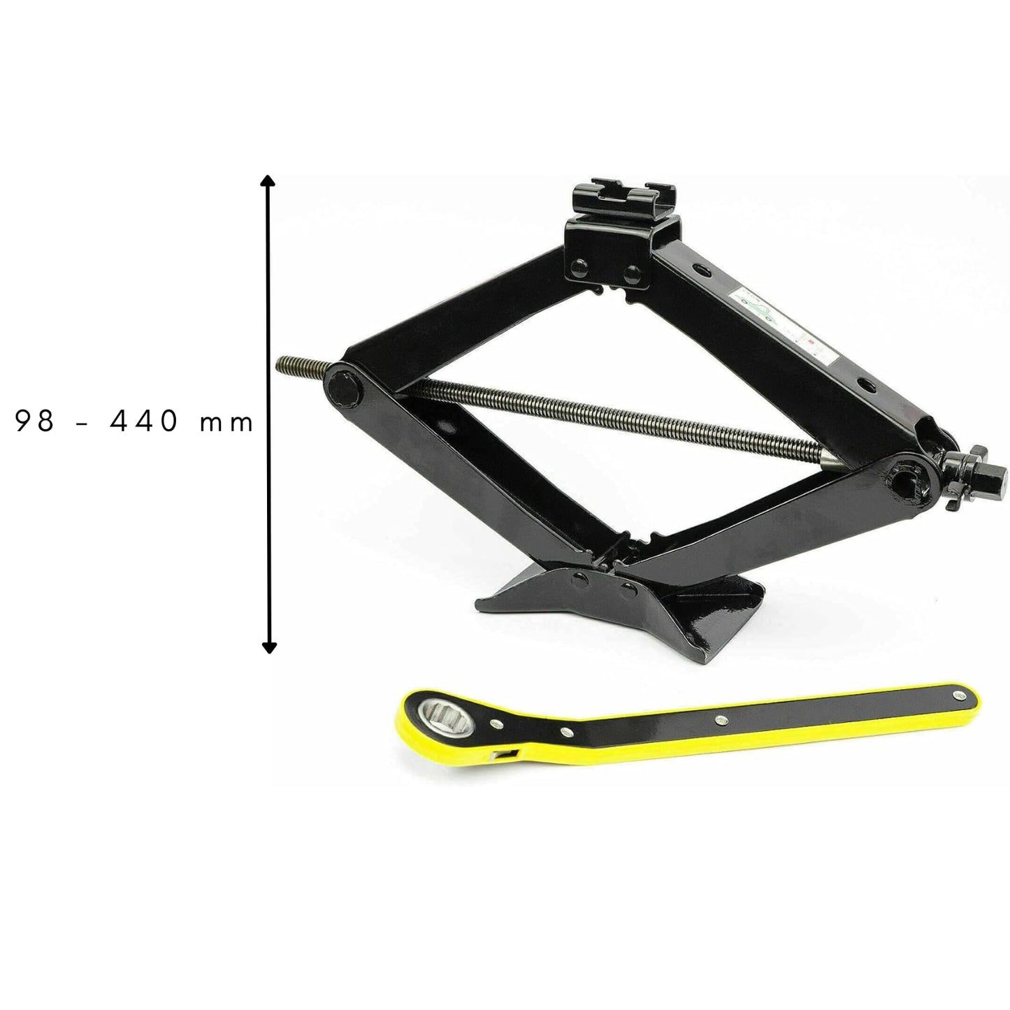 2T scissors jack, 98-440mm, Car Jack Kit with ratchet, steel column and rubber, Auto lift, enlarged steel plate, portable jack for car MPV SUV (SN4547)