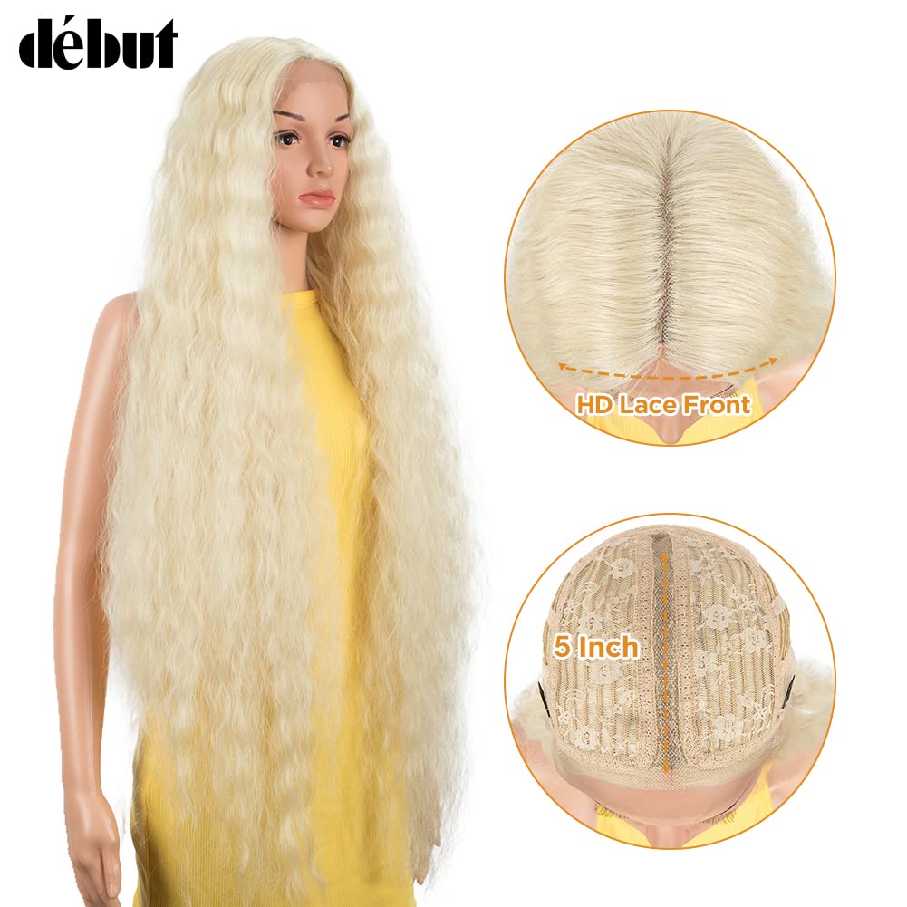 DEBUT Lace Front Wig Super Long Wavy Wig for Women 104cm 280g Synthetic Heat Resistant Fiber 130% Density (104cm, 613)