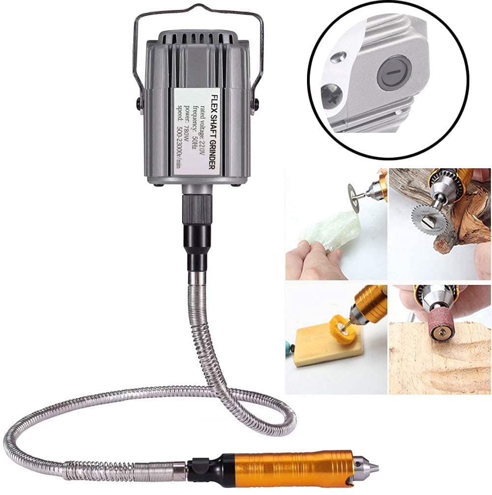 Seababyhouse 780W Rotary Tool Set Flex Shaft Suspension Hanging Grinder Electric Multifunction Tools for Metalworking Foot Pedal Control, Metal Flexible Shaft, 23000 RPM