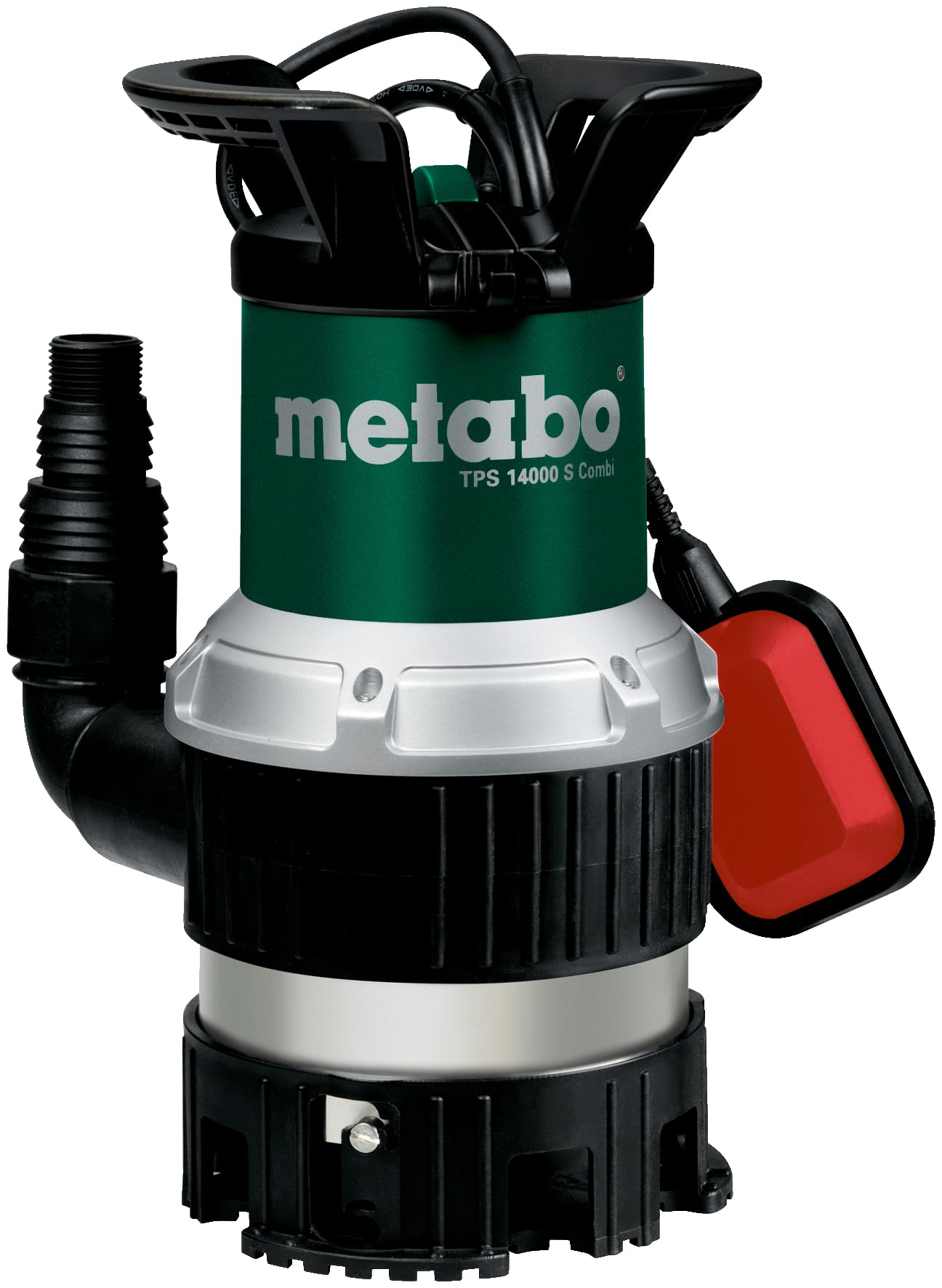 Metabo Combo Submersible Pump TPS 14000 S Combi - 0251400000 - Rated power input: 770 W - Max. Flow rate: 14000 l/h and max. Delivery head 8.5 m - Max. Immersion depth: 7 m - 245 x 179 x 360 mm