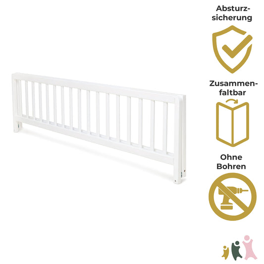 Geuther wooden bed guard | Bed rail for children | Bed guard as fall protection for bed | Baby bed guard for parents' bed, children's bed guard & baby bed in 140 cm length, white.