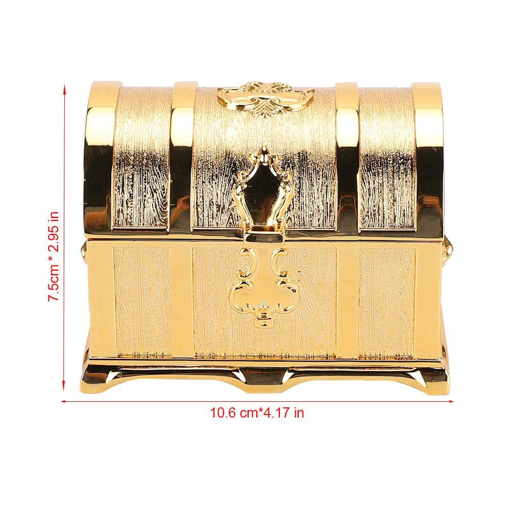 Betued jewelry box, treasure chest in European style and gold, pirate-style jewelry box, decorative jewelry box, classic jewelry storage box.
