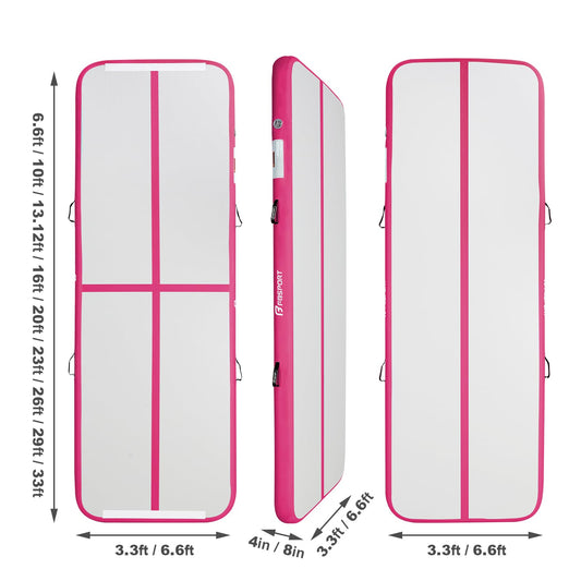 FBSPORT Airtrack mat, 10cm thick 5M tumbling mat, gymnastics mat with air pump, training mat with carrying bag, gymnastics mat for home, outdoor, yoga.