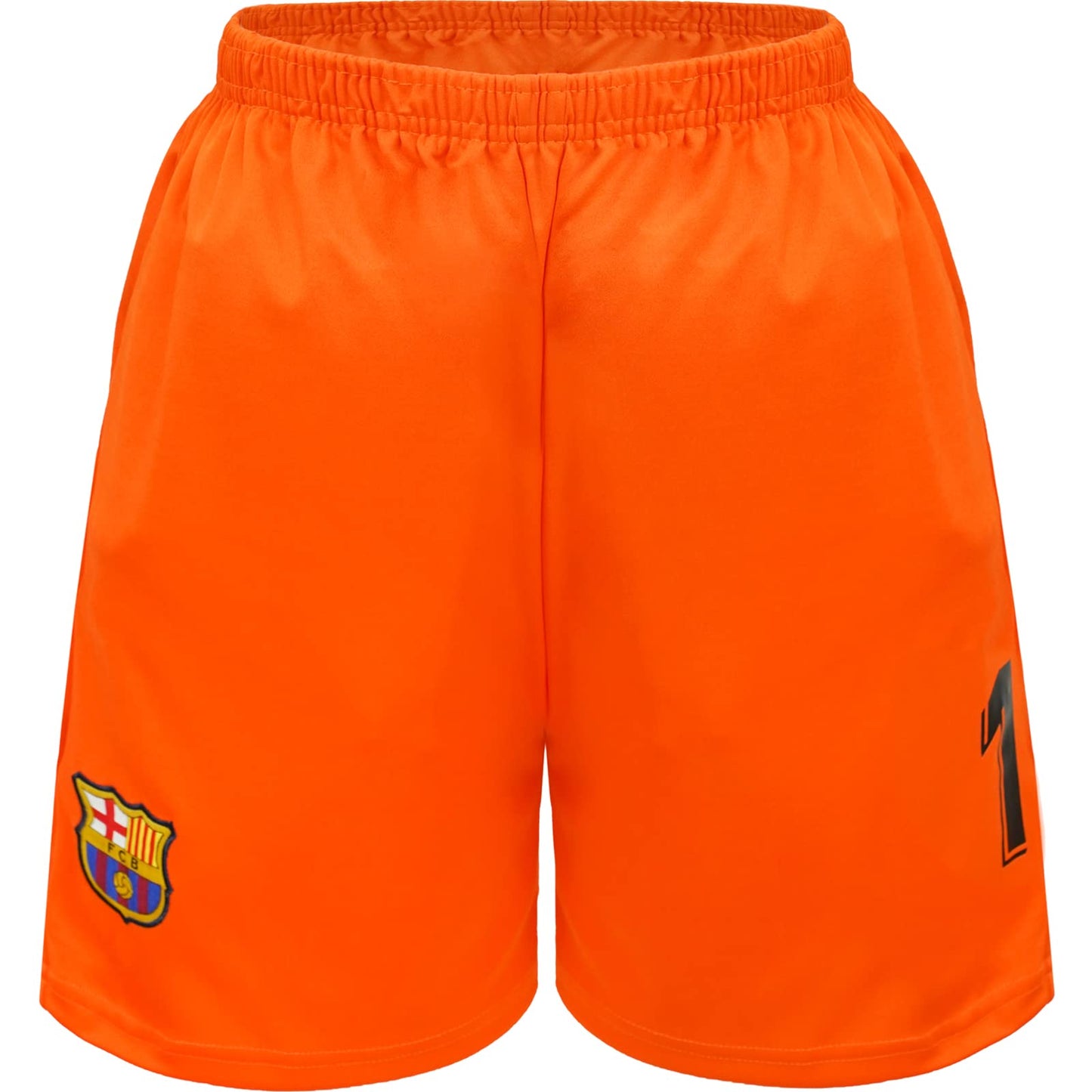 NIHMEX Barcelona TER Stegen Kids Goalkeeper Jersey Soccer #1, New Season, Shorts Socks Goalkeeper Kit (Orange (Long Sleeve), 26)