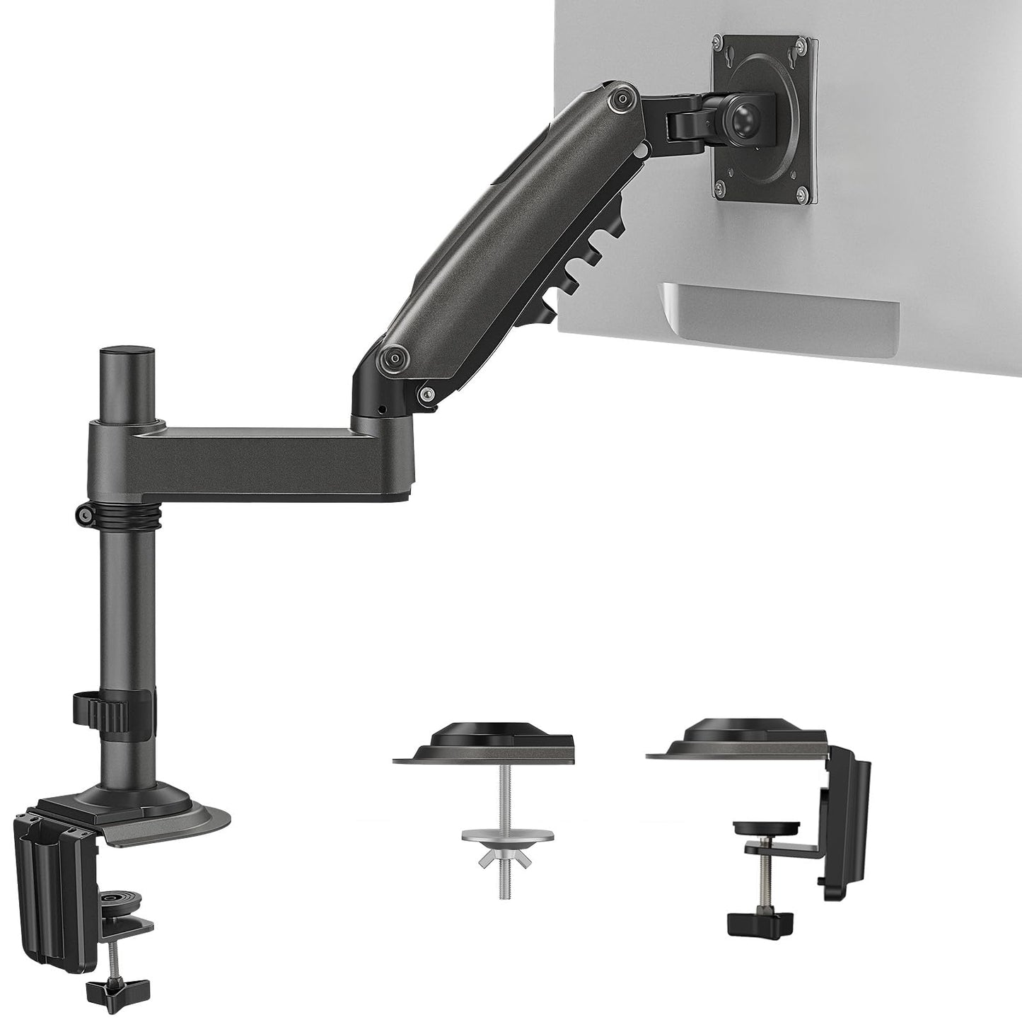 HUANUO 13-34 inch monitor mount for LCD LED screen holds 2-9 kg, gas spring monitor arm, single arm monitor stand VESA 75/100 mm, 360° rotation, 180° swivel