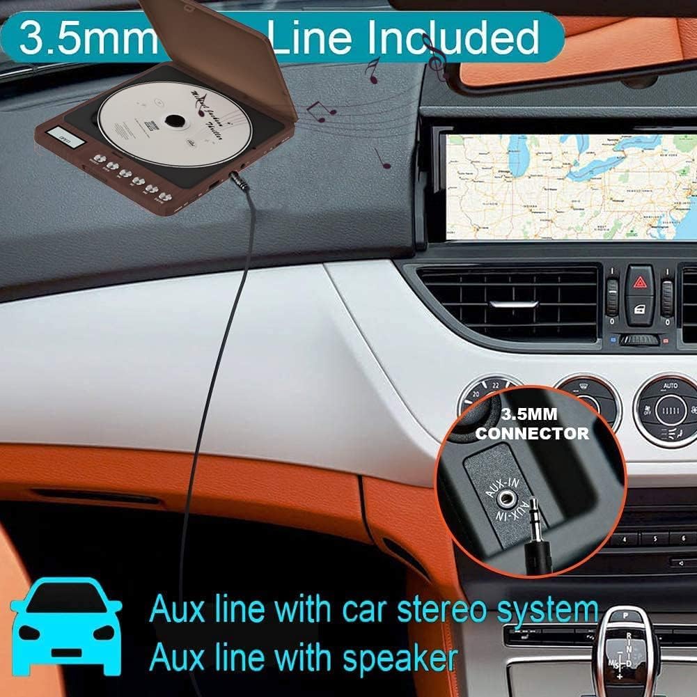Portable CD player with speaker, CCHKFEI Rechargeable CD Player Portable Bluetooth Car FM Transmitter Discman CD Player for Car/Travel/Home Kids CD Player Portable