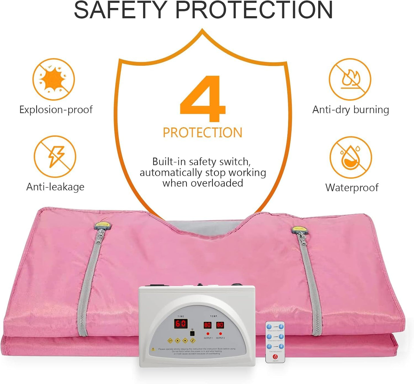 VAYOTOY Infrared Sauna 2 Zone Digital Home Sauna Blanket Professional Detox Therapy Home Infrared Sauna Portable Oxford Sauna Blanket with 4 Safety Protections for hot sweating, relaxation, detox (pink)