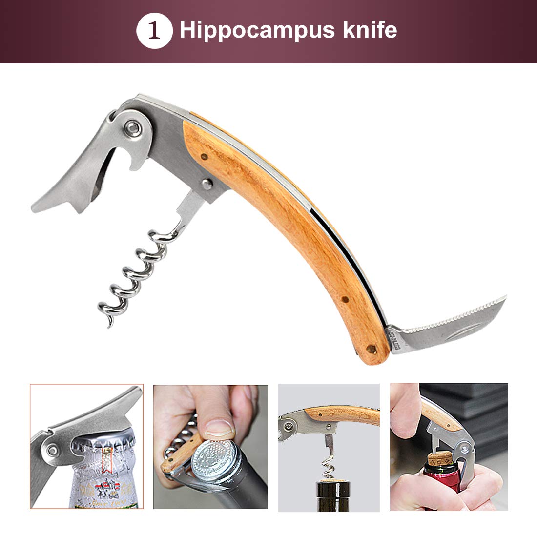 ZBPASL Wine Bottle Shaped Corkscrew Set, Wine Opener, Wine Sommelier Sets with Bottle Opener, Wine Stoppers, Wine Accessories Gift Set (Black 01)