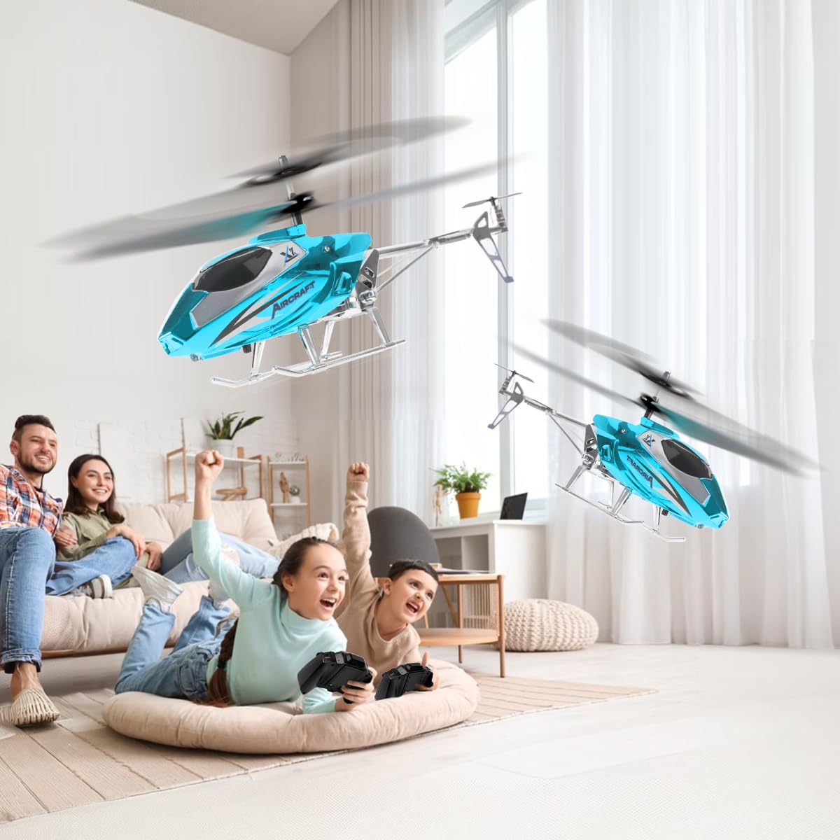 VATOS RC helicopter for boys, 2.4G remote control helicopter with LED light for kids aged 12 and up, fixed height, one-button takeoff, RC planes for boys and adults.