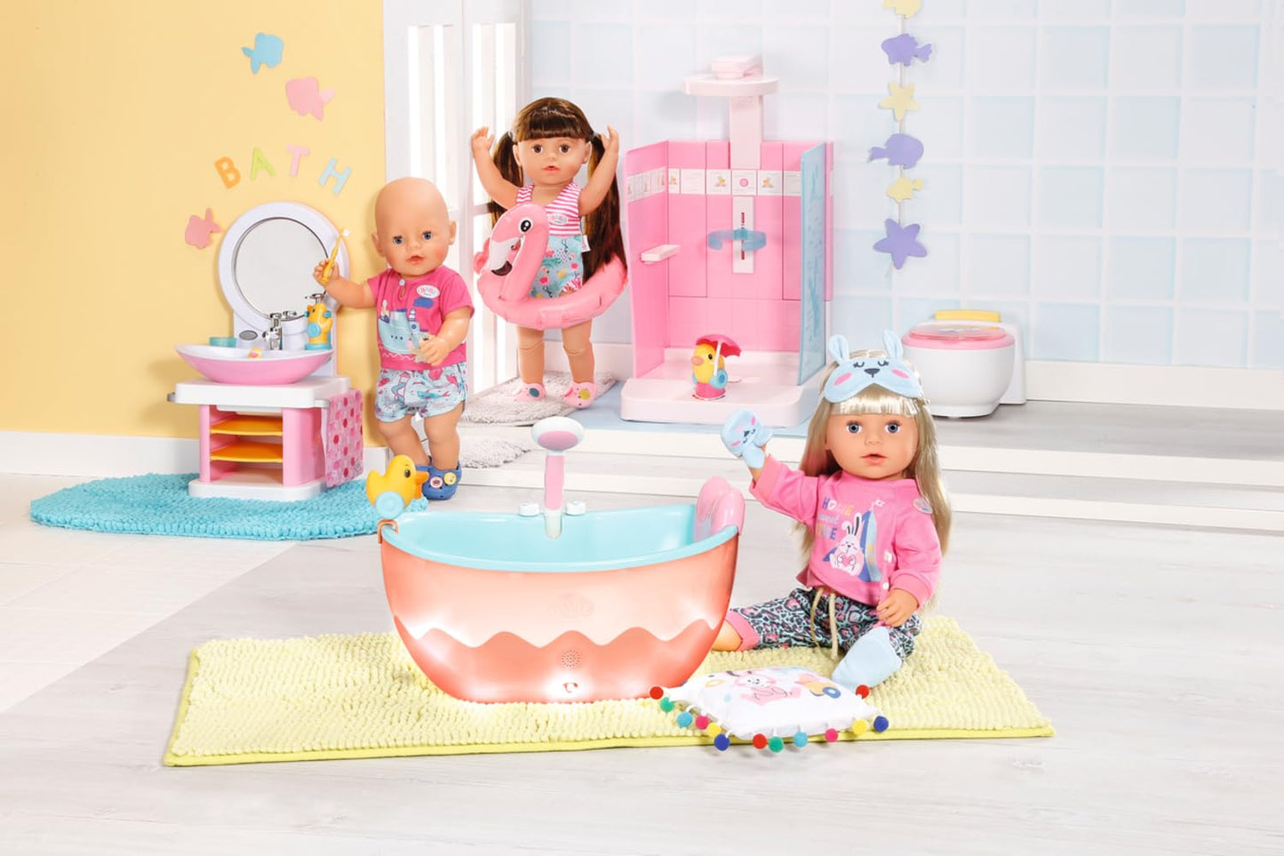 BABY born Washstand - Interactive doll washstand with light & sound function - High-quality doll accessories - Includes toothbrush, toothbrush cup, soap dispenser & towel
