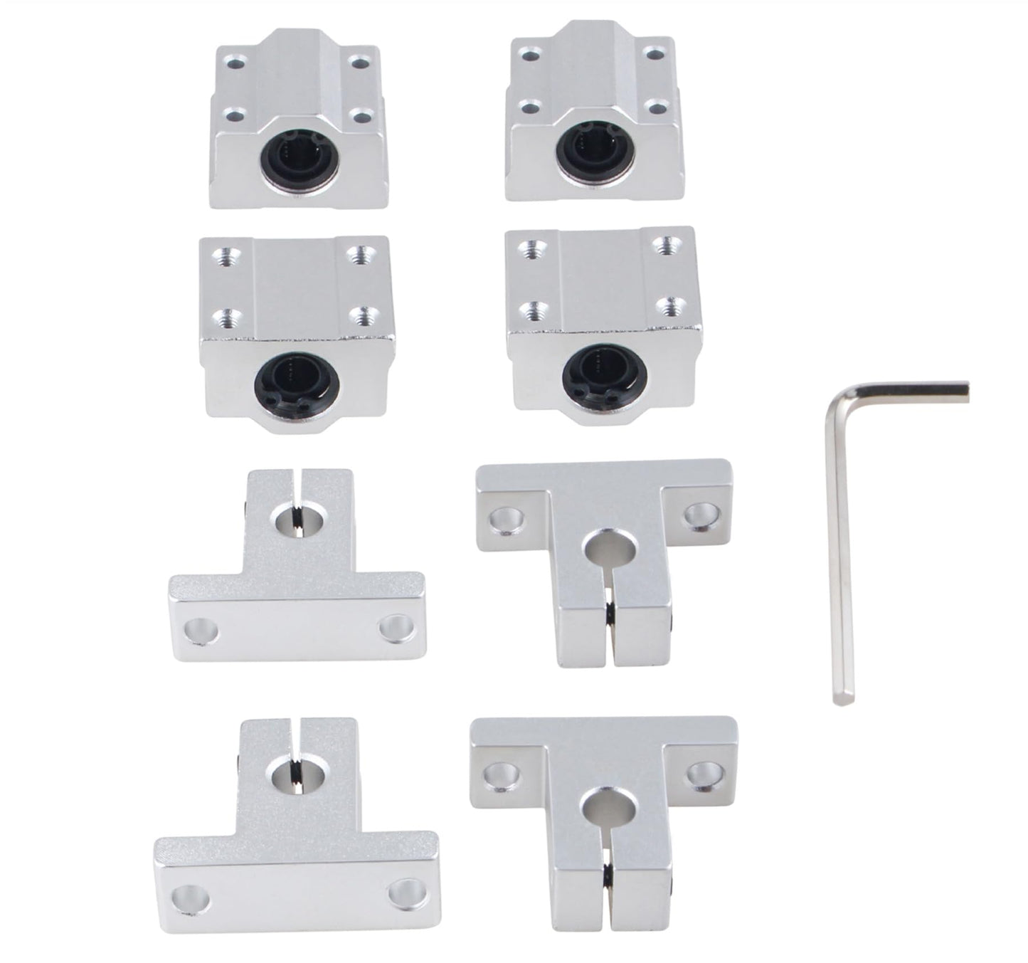 CNCMANS 4pcs 500mm Linear Shaft Ø8mm Linear Rail 500mm Linear Guides Precision Shaft with 8pcs SK8 Horizontal Bracket and 8pcs SCS8UU Linear Bearing Block for 3D Printer