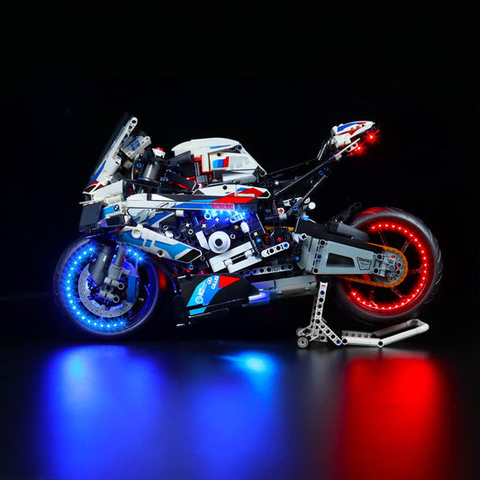 Remote Control Light Kit Compatible with Lego 42130 Technic BMW M 1000 Rr Motorcycle Collectible Building Kit (No Model), DIY Lighting Set for Motorcycle, Decoration Light for 42130 Creative Gift