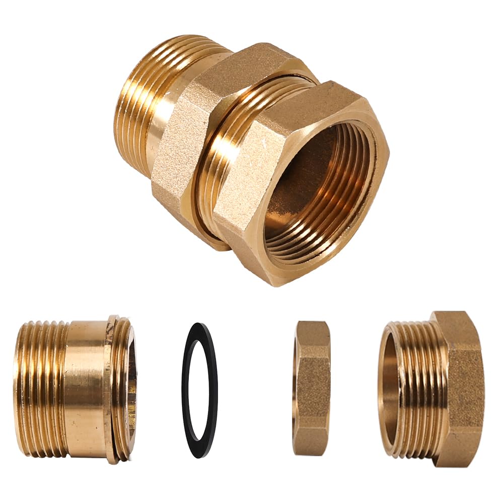 2 pieces of brass fitting 1 1/4 inch, 1 1/4" male/female brass threaded fittings, G1 1/4 brass fitting screw connection, tapered sealing fitting, DN32 pipe fitting threaded fitting.