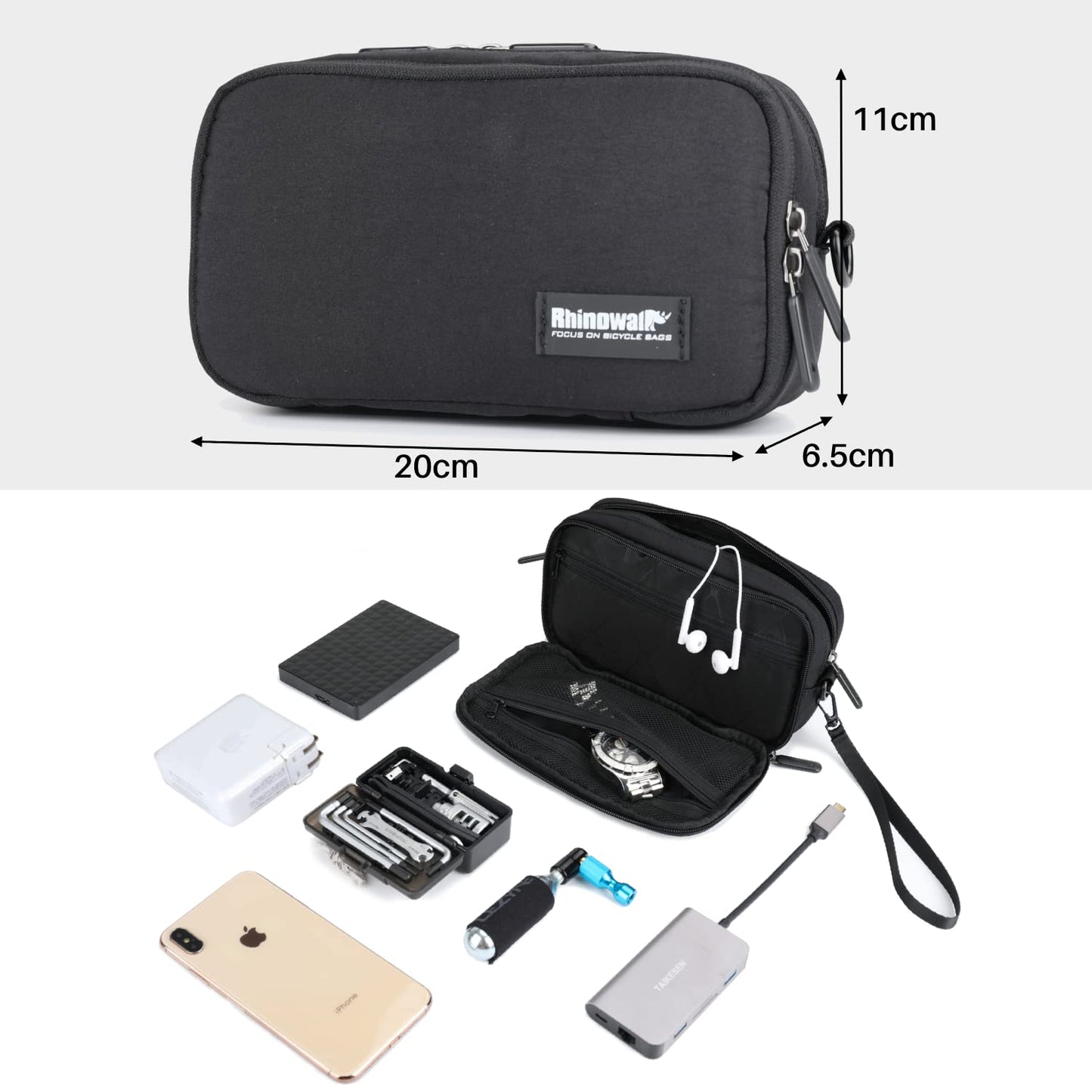 BAIGIO front pocket for bicycle, handlebar bag with rain cover, multifunctional, shoulder bag, crossbody bag
