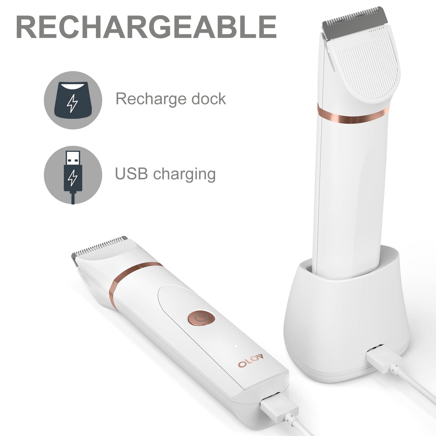 OLOV Electric Shaver for Women with Nose Hair Trimmer, USB Charging Dock, Ceramic Blade, Lady Shaver Hair Trimmer Waterproof for Wet and Dry Use.