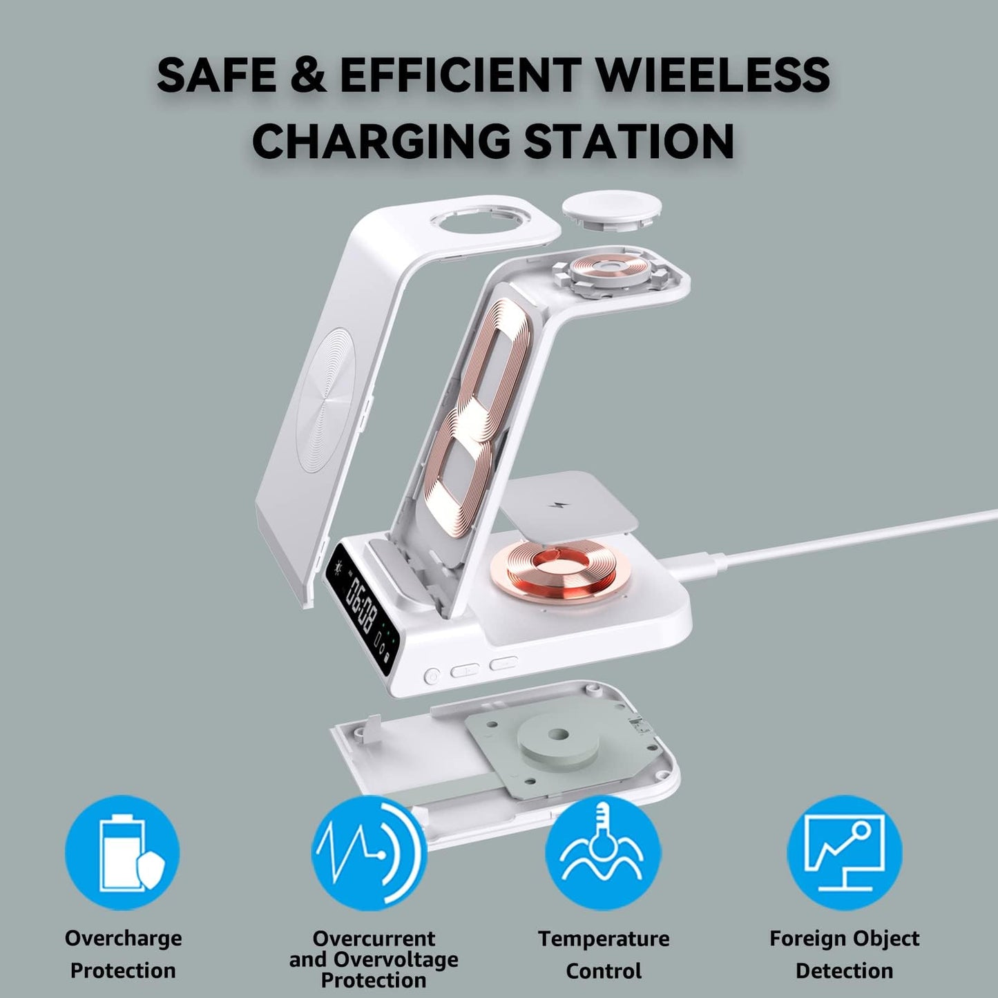 Inductive charging station for Samsung S24 Ultra, leQuiven 3 in 1 Wireless Charging Station for Z Fold 6/Z Flip 6/Galaxy 24/S23 Ultra/S22, Watch Charger for Samsung Galaxy Watch 7/Ultra/6/6 Classic/Buds 3