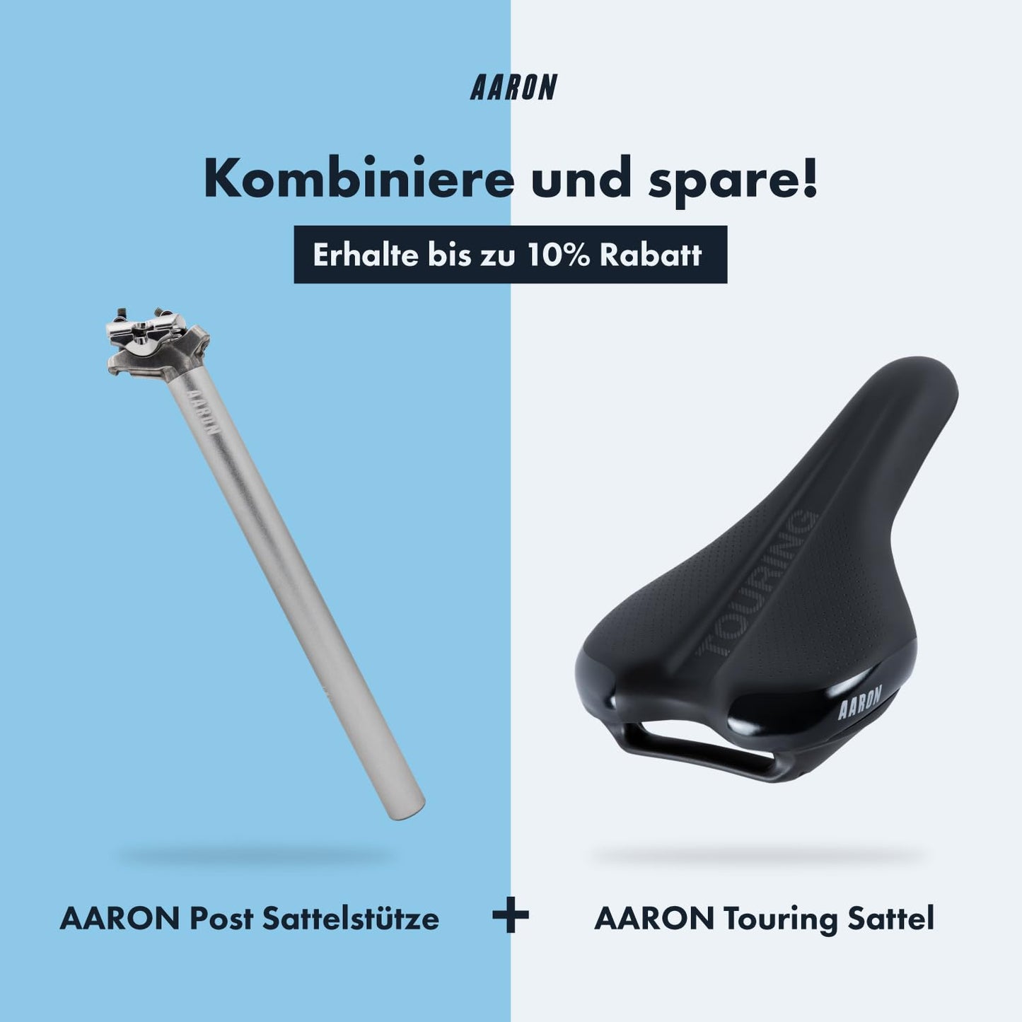 AARON Post seatpost with 30.9 mm diameter, aluminum seat tube with 350 mm length, suitable for city bikes, trekking bikes, touring bikes, and mountain bikes with scale in silver.