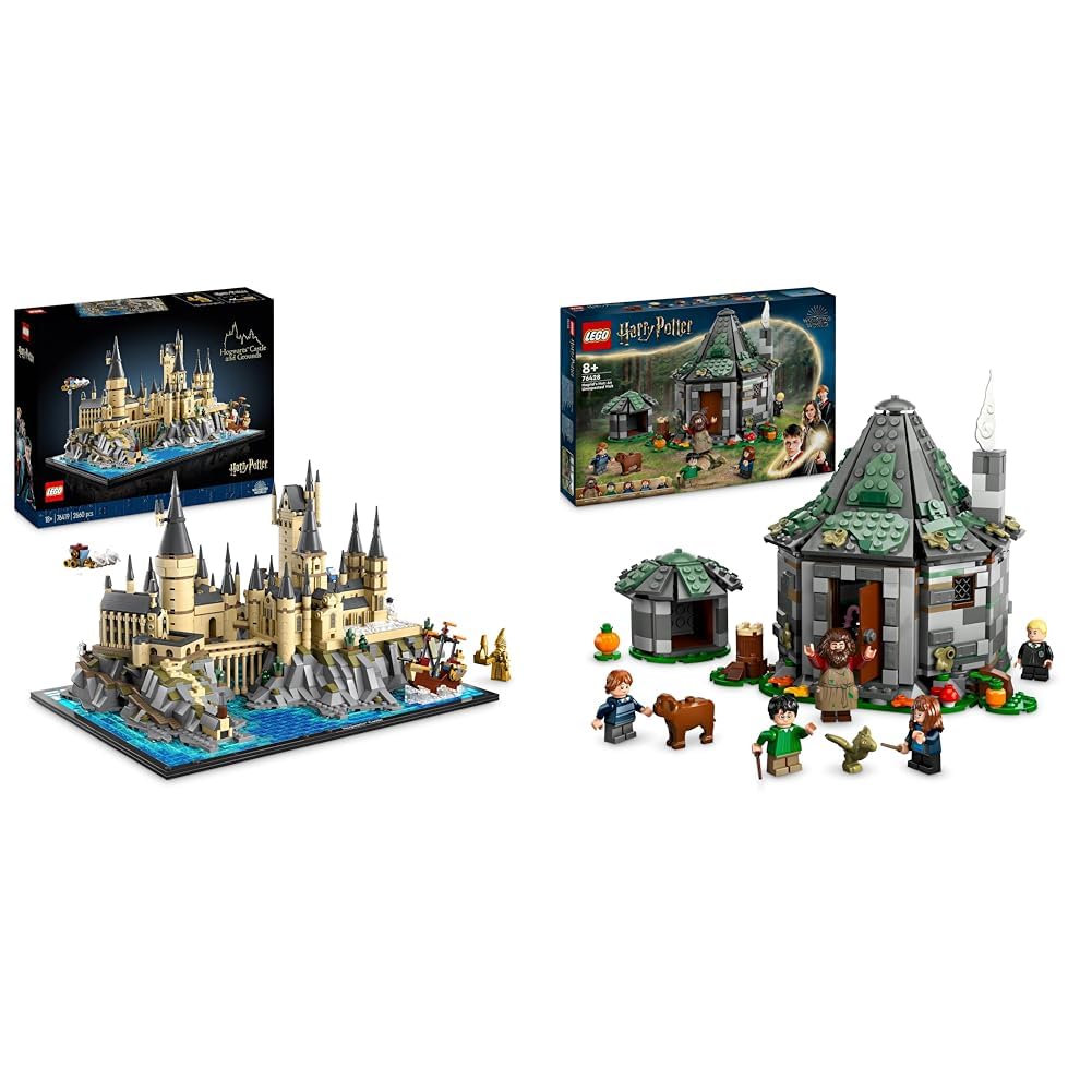 LEGO Harry Potter Hogwarts Castle with grounds & Harry Potter Hagrid's Hut: An Unexpected Visit Set.
