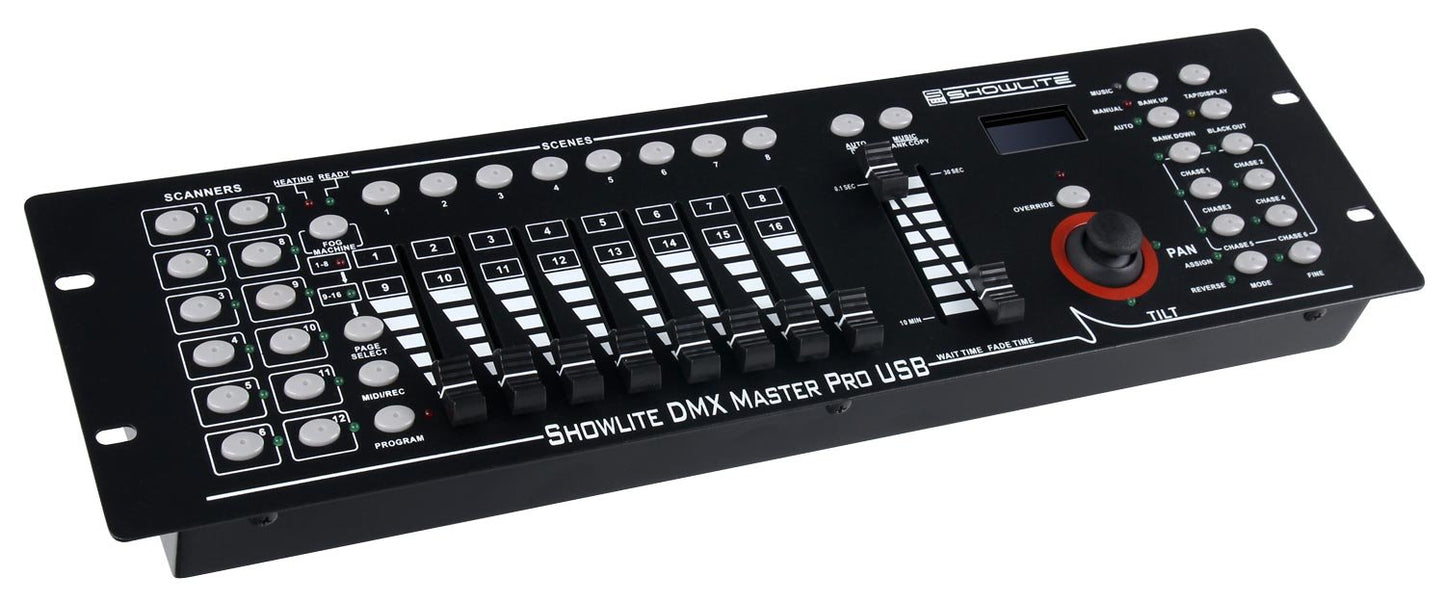 Showlite Master Pro 192 Channel DMX Controller (for professional light control, USB connection for data storage, max. 240 scene memory, Midi input: 5-pin standard interface)