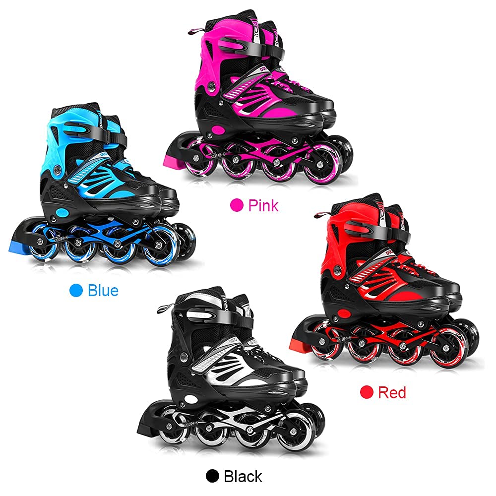 Lixada Inline Skates Kids Adjustable Inline Skates with LED PU Wheels Roller Skates Gift for Kids Teens, Boys Girls Beginners Men Women, Size 28-33/34-37/38-41
