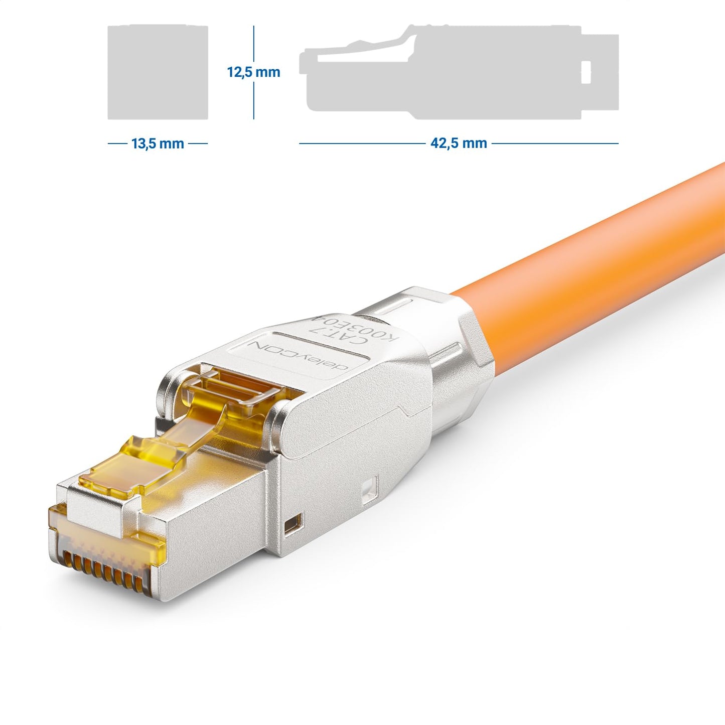 deleyCON 4x CAT 7 network plugs RJ45 toolless shielded 10 Gbit/s 600 MHz network plugs for solid installation cables raw cable connectors RJ45 Ethernet LAN DSL patch cables