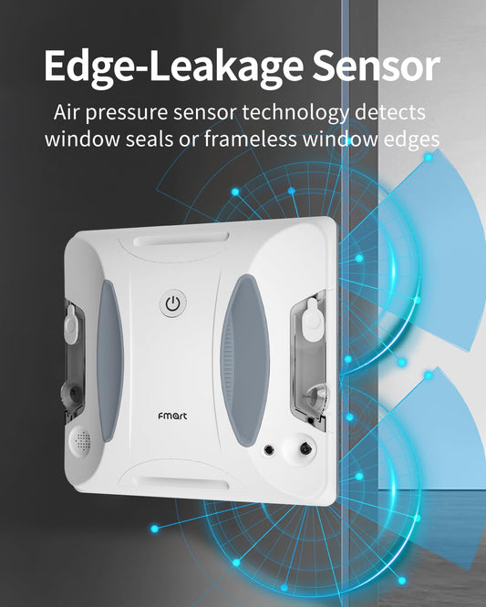 Fmart W6 window cleaning robot with spray function, automatic window robot, powerful 3800pa suction power, 50ml water tank, APP control, automatic path planning