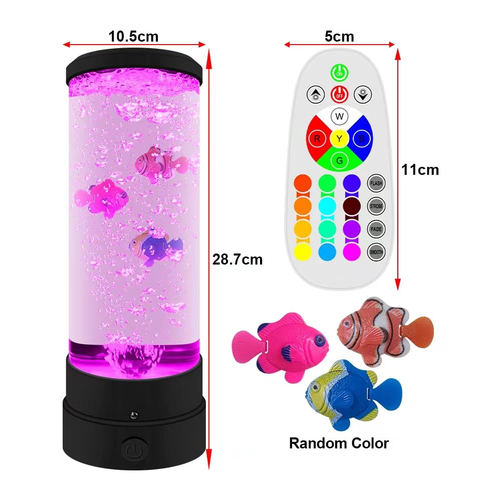 YATOSEEN Bubble Fish Lamp LED Aquarium, mood lamp with remote control, lava lamp with 16 color changing lights, suitable for office, home, gifts for children and adults.