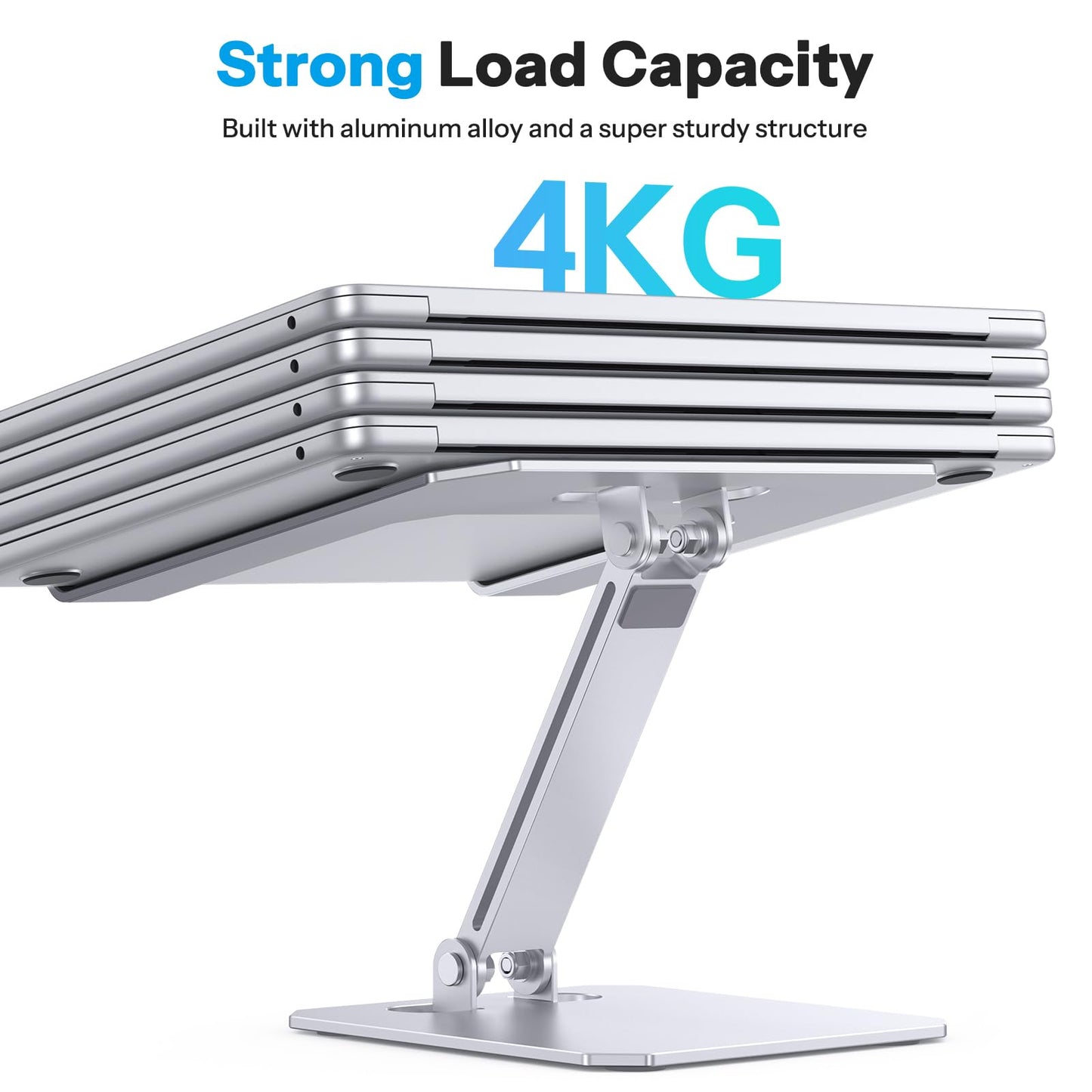 OMOTON Aluminum Laptop Stand Height Adjustable, Ergonomic Foldable Notebook Stand, Laptop Holder for laptops like MacBook Pro/Air (11-16 inch), Silver