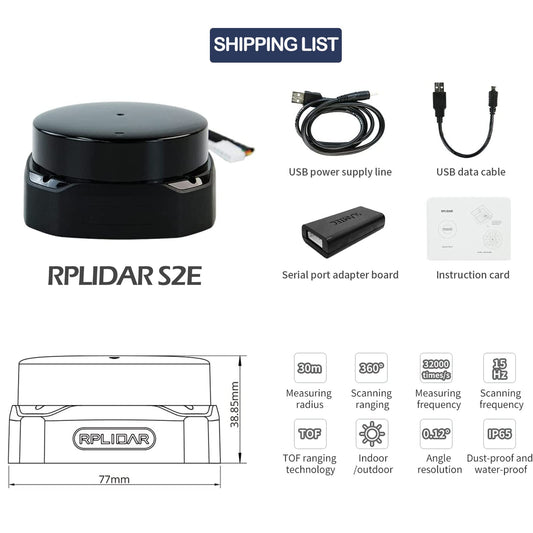 Slamtec RPLIDAR S2L 2D 360-degree 18-meter scan radius IP65 proof LIDAR sensor scanner for obstacle avoidance and robot navigation with ROS/ROS2 support.