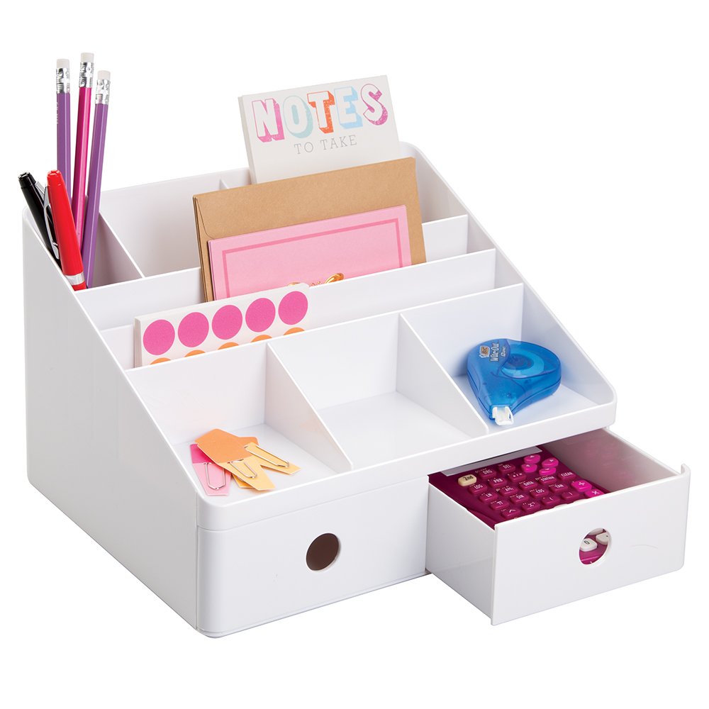 iDesign 42011EU Linus Desk Organizer with Drawers, White
