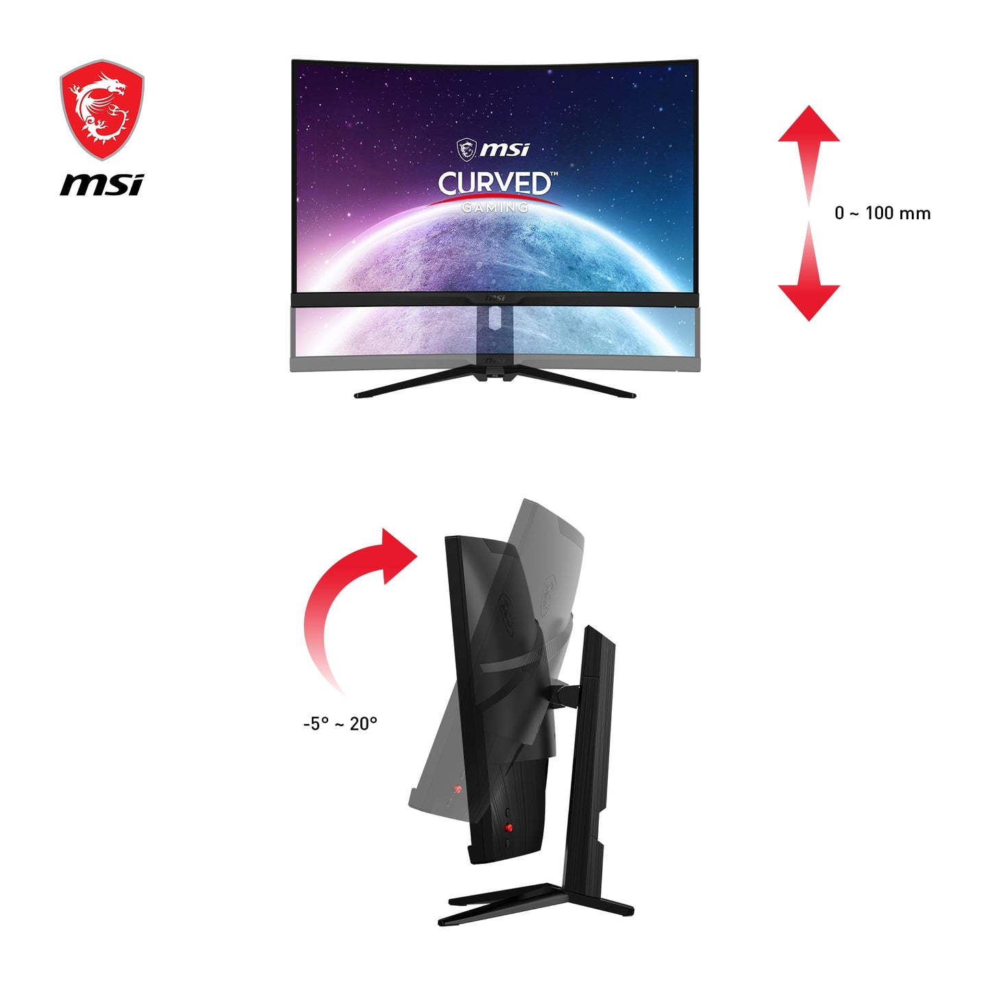 MSI MAG 325CQRXFDE 31.5-inch WQHD Curved Gaming Monitor - 1000R, 2560 x 1440 Rapid VA Panel, 240 Hz / 1ms, 115% sRGB, DisplayHDR 400, Adaptive Sync, Mystic Light - DP 1.4a, HDMI 2.0, USB Type-C