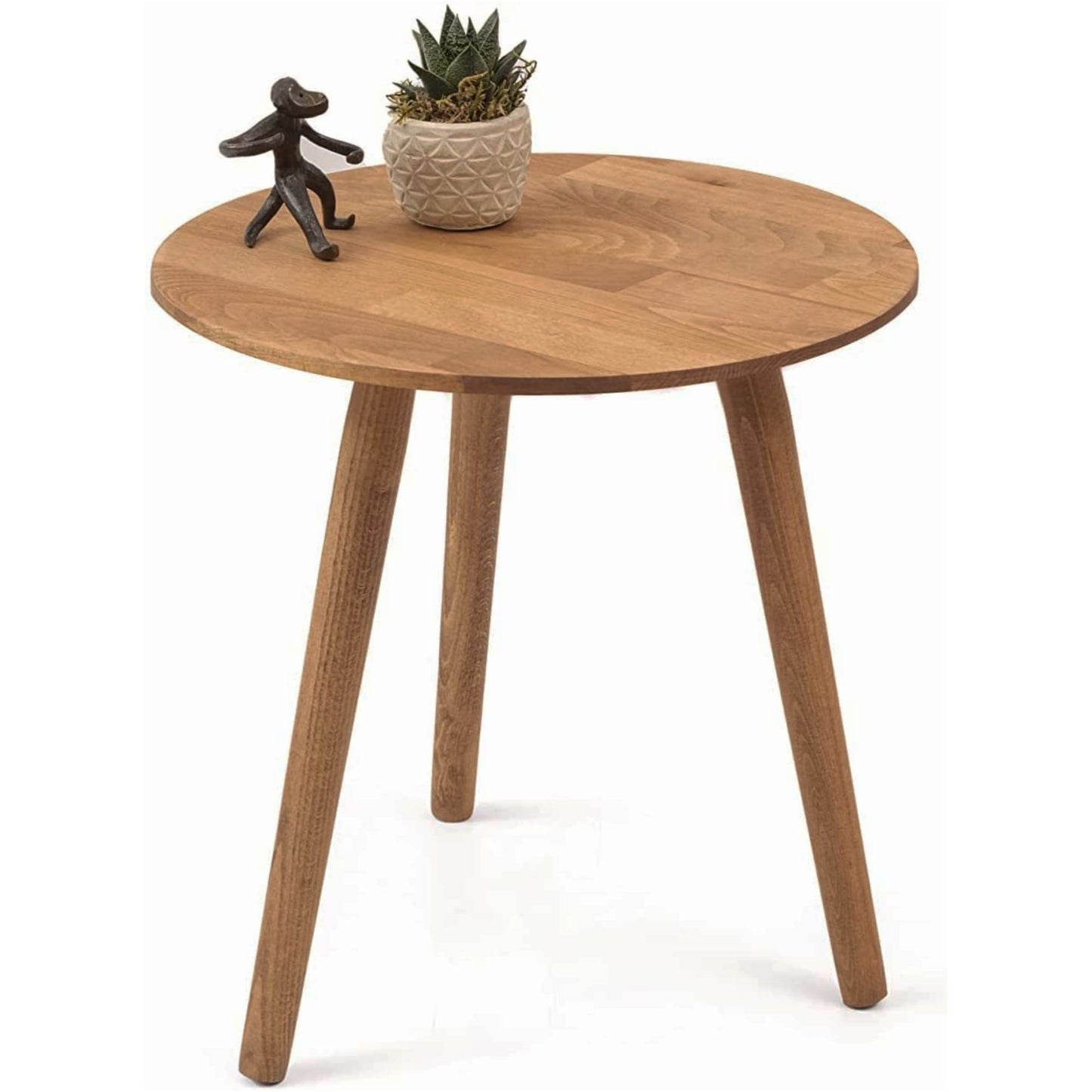 Gozos Oviedo Round Coffee Table, Stylish solid beech wood side table with easy assembly - Solid living room table - Vintage sofa table Ø 40 cm.