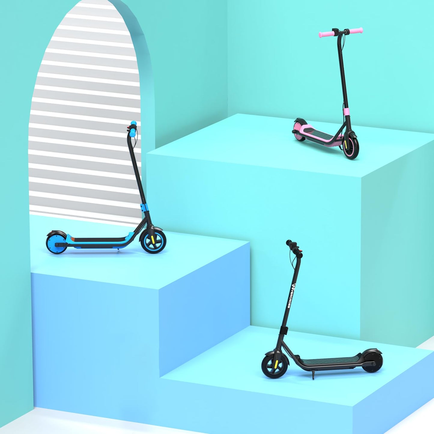 EVERCROSS E6 Electric Scooter for Kids, 7" Lightweight E-Scooter for 6-12 years old, Electric scooter with a range of up to 15 km and 7 colored lights, 3 speed modes (8, 12, 16 km/h)